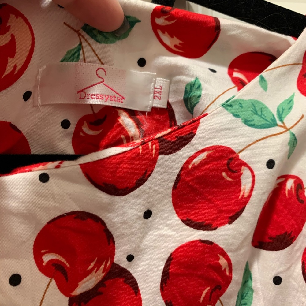 Cherry Cotton Dress with Tie - Picture 3 of 3